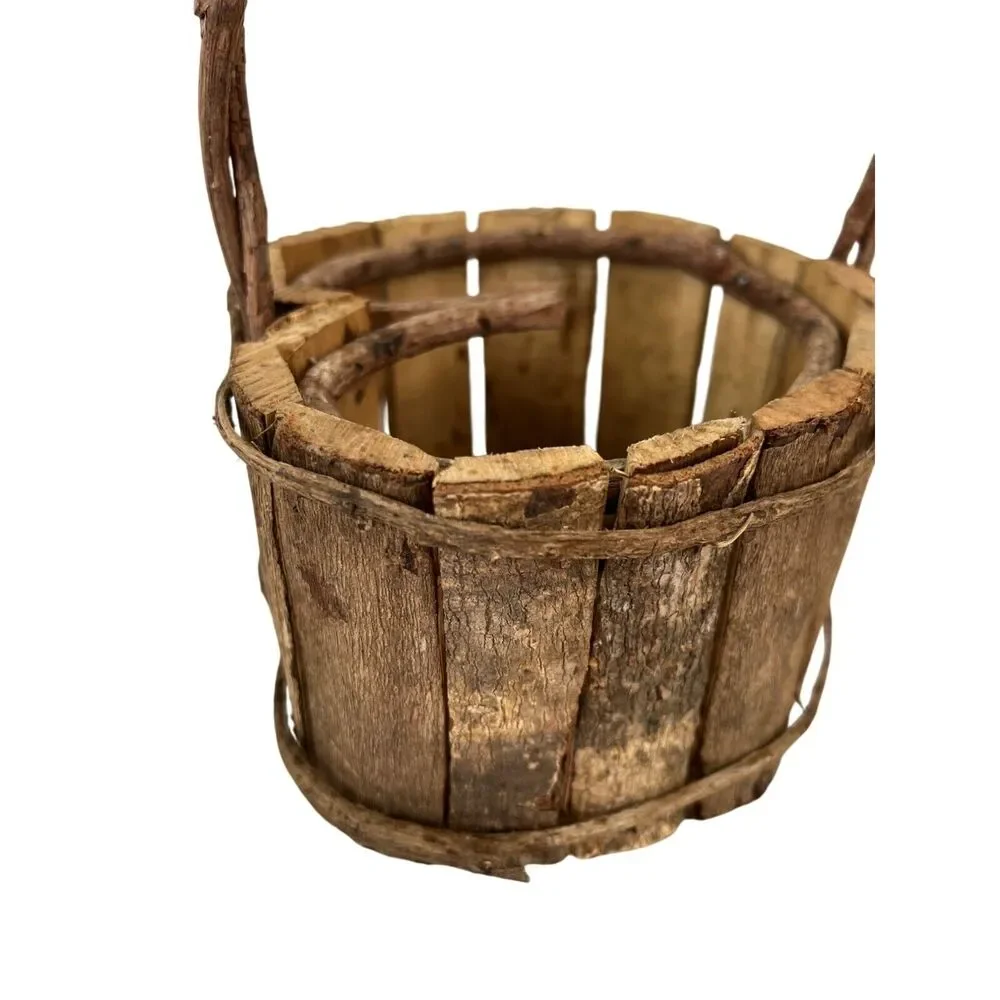 Rustic Wooden Heart-Shaped Basket With Handle‎
